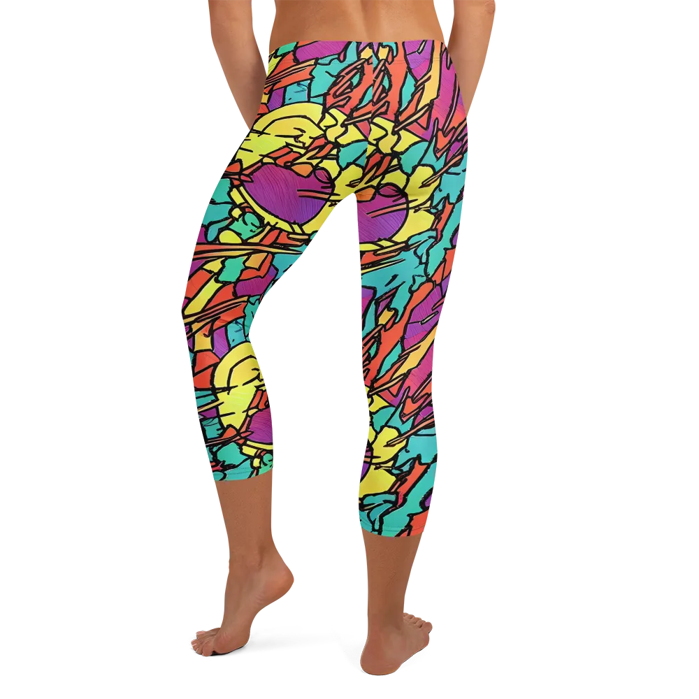 Kaleidoscope Crash on Capri Leggings — Back