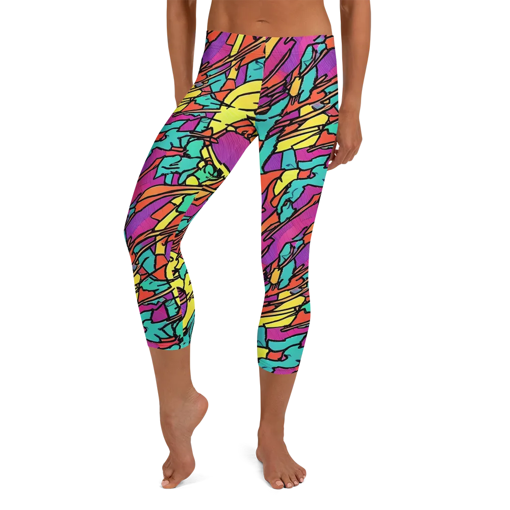 Kaleidoscope Crash on Capri Leggings — Front