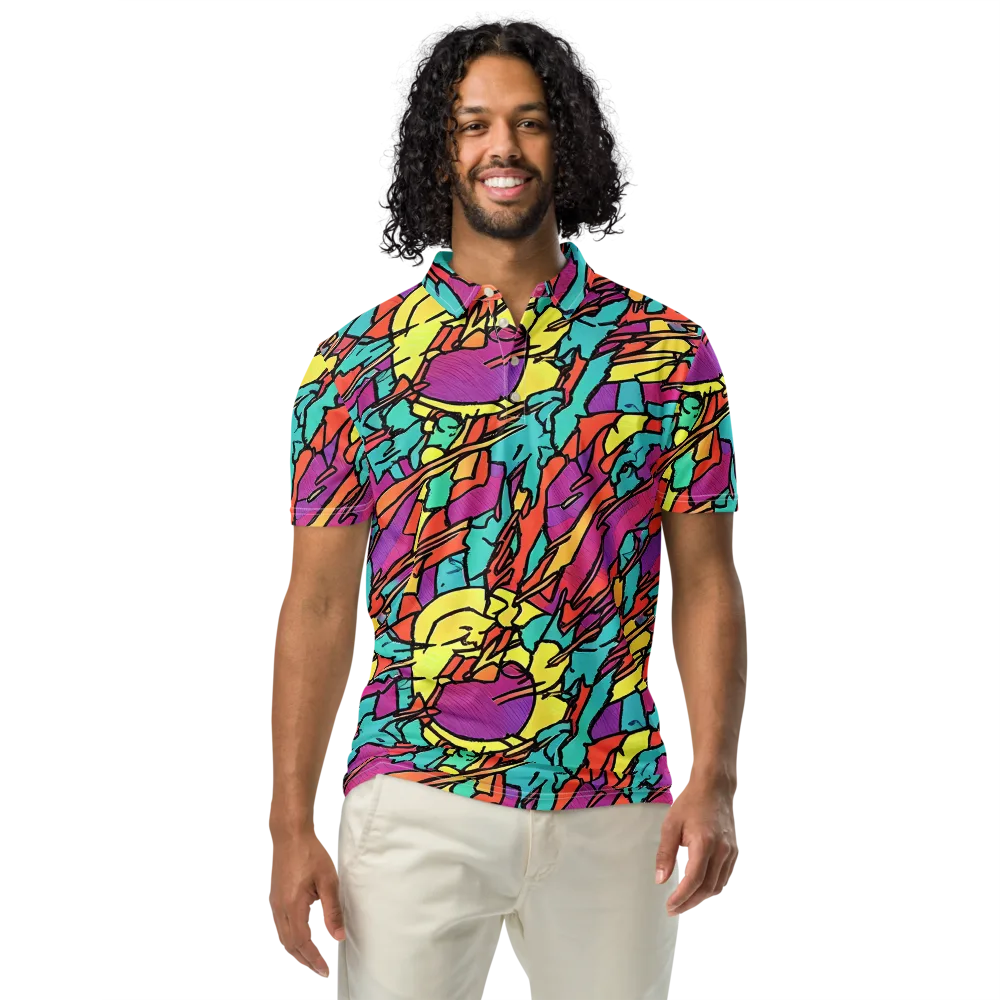 Kaleidoscope Crash on Men's Slim Fit Polo Shirt — Front
