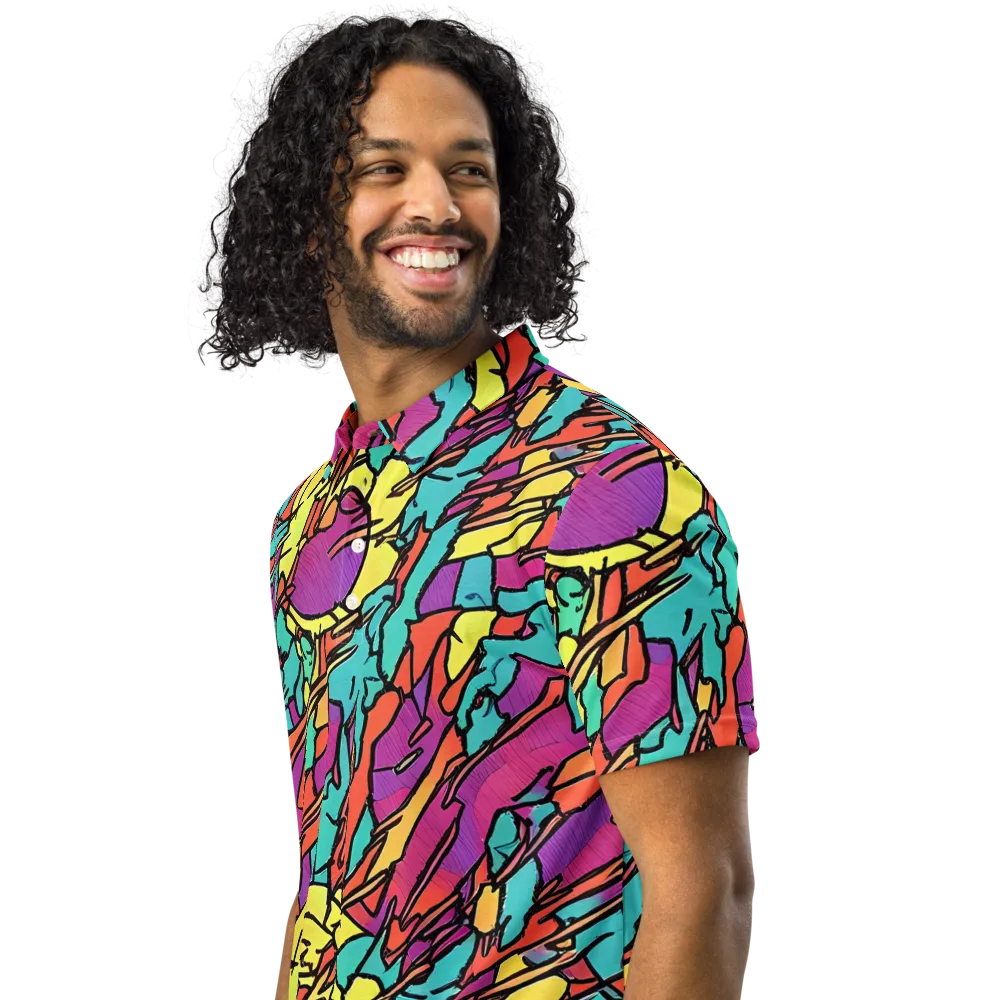 Kaleidoscope Crash on Men's Slim Fit Polo Shirt — Left Front