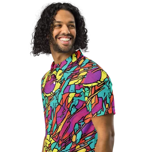 Kaleidoscope Crash on a Men's Slim Fit Polo Shirt
