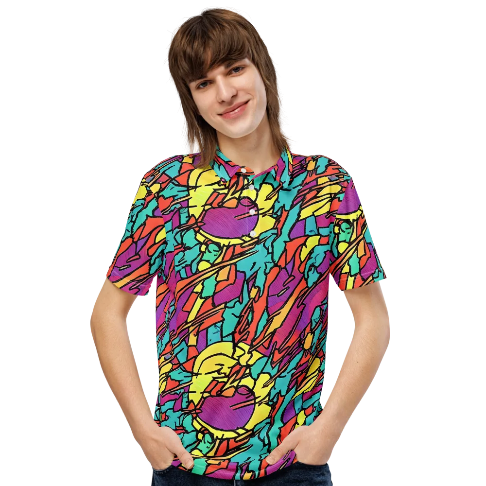 Kaleidoscope Crash on Men's Slim Fit Polo Shirt — Front