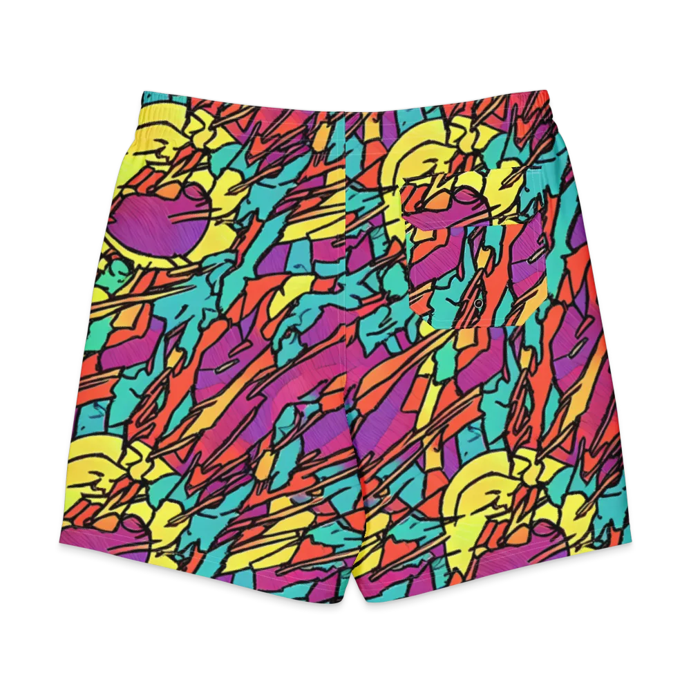 Kaleidoscope Crash on Men's Board Shorts — Back