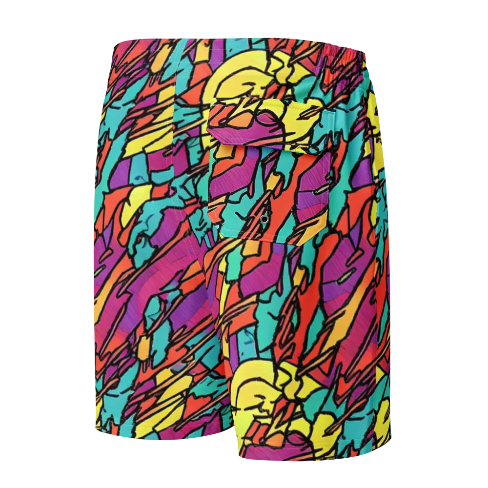 Kaleidoscope Crash on Men's Board Shorts — Back