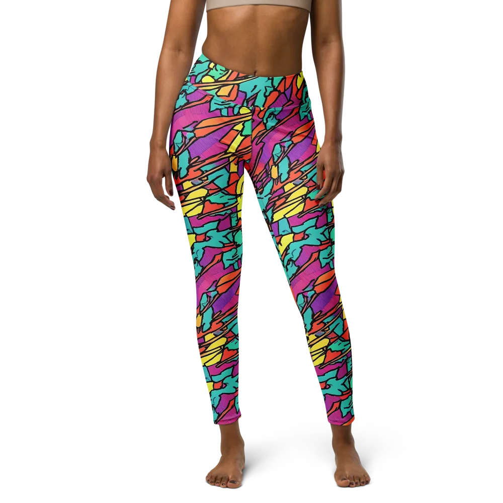 Kaleidoscope Crash on Yoga Leggings — Front