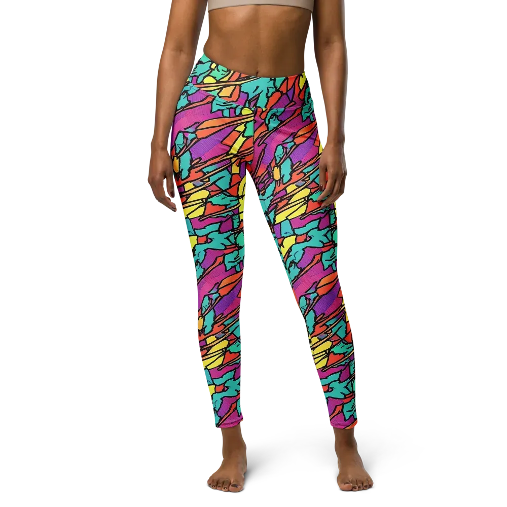 Kaleidoscope Crash on Yoga Leggings — Front