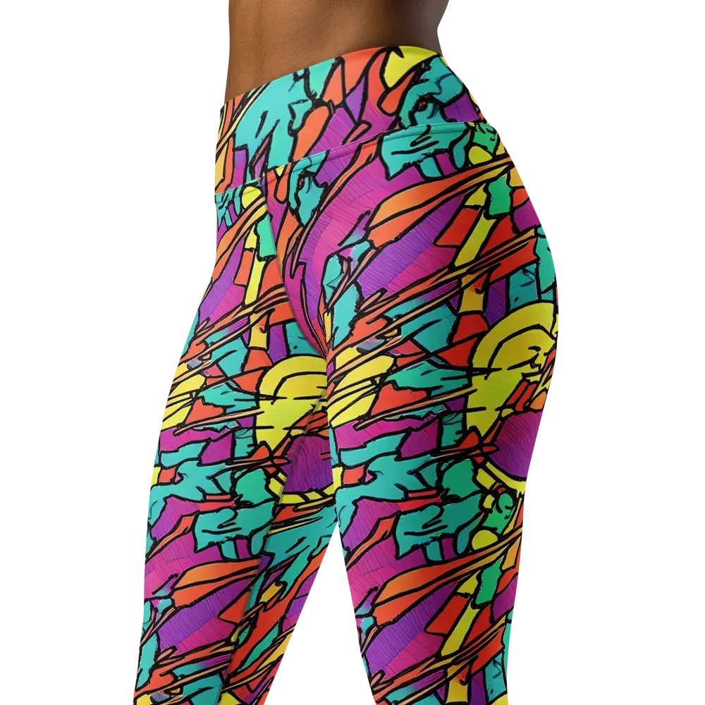 Kaleidoscope Crash on Yoga Leggings — Left Front