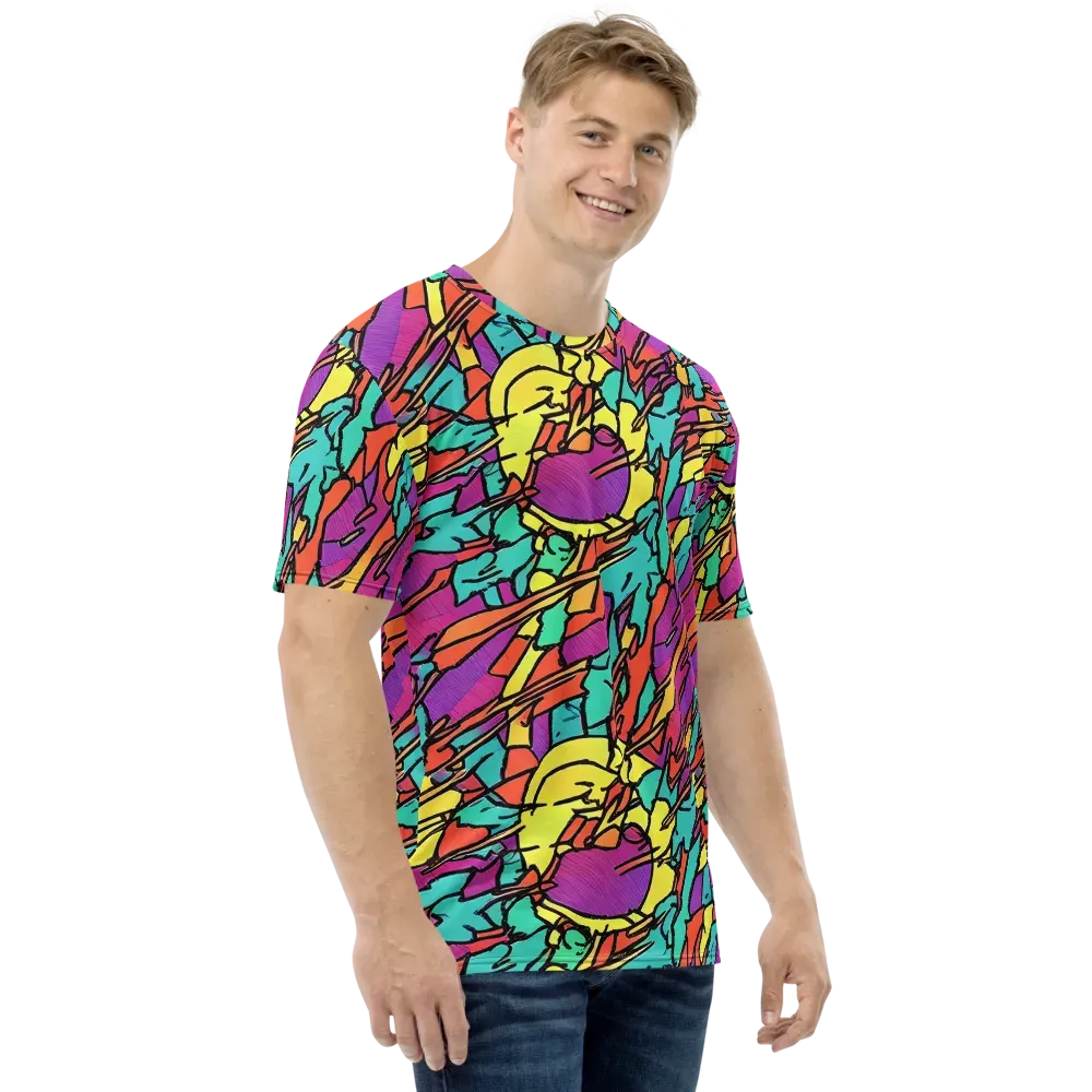 Kaleidoscope Crash on Men's Crew Neck T-Shirt — Right