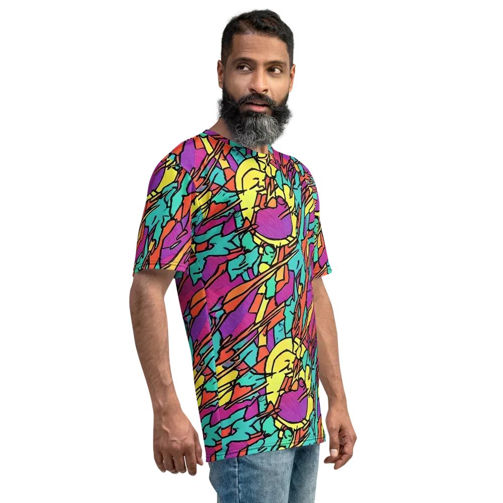 Kaleidoscope Crash on Men's Crew Neck T-Shirt — Right