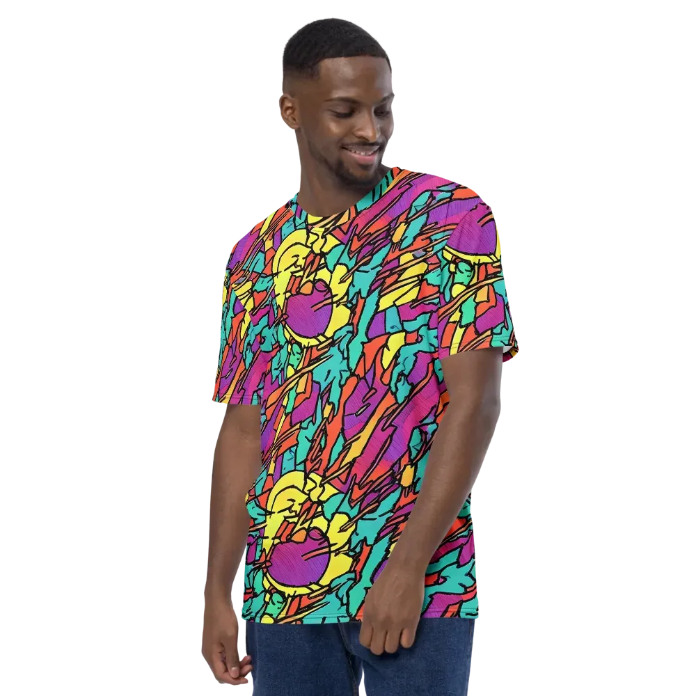 Kaleidoscope Crash on Men's Crew Neck T-Shirt — Left