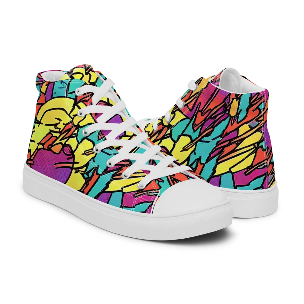 Kaleidoscope Crash on Men's High Top Canvas Shoes — Right