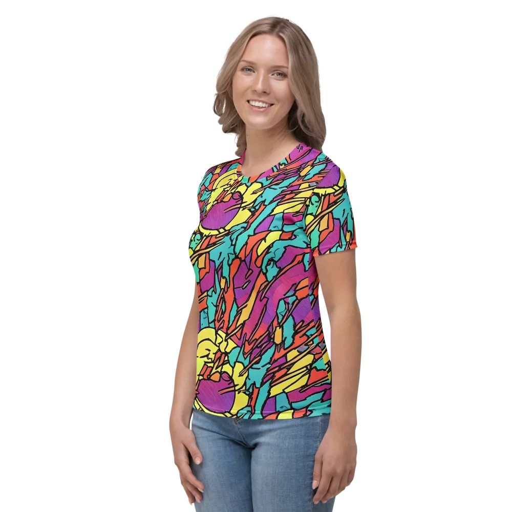 Kaleidoscope Crash on Women's Crew Neck T-Shirt — Left