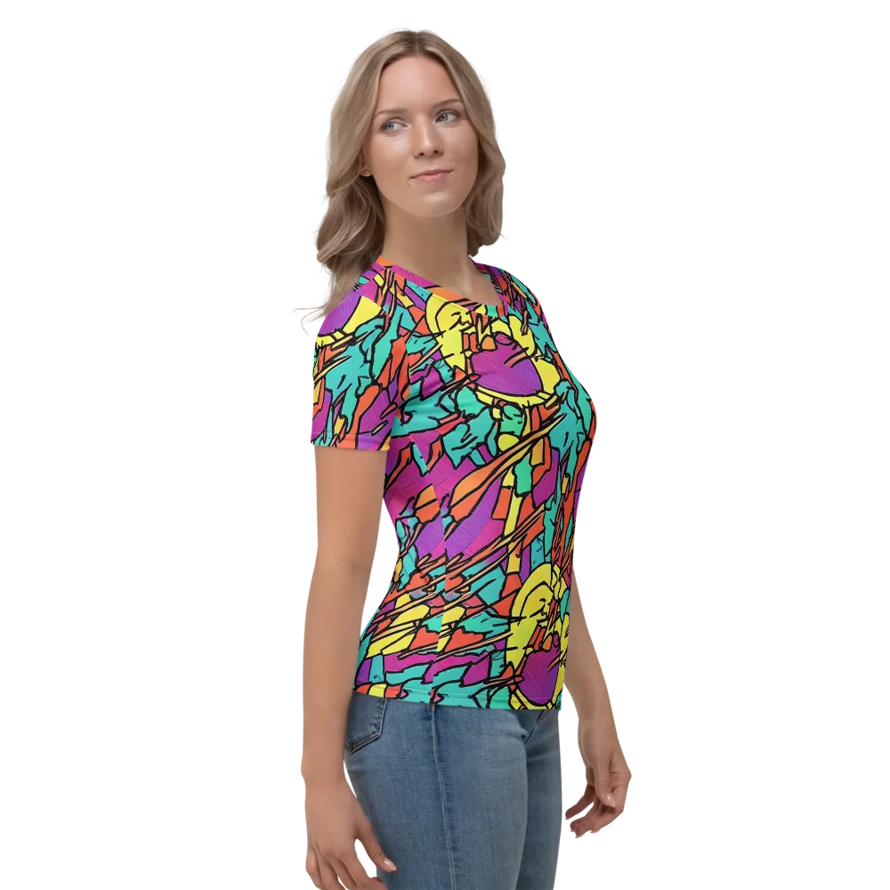 Kaleidoscope Crash on Women's Crew Neck T-Shirt — Right