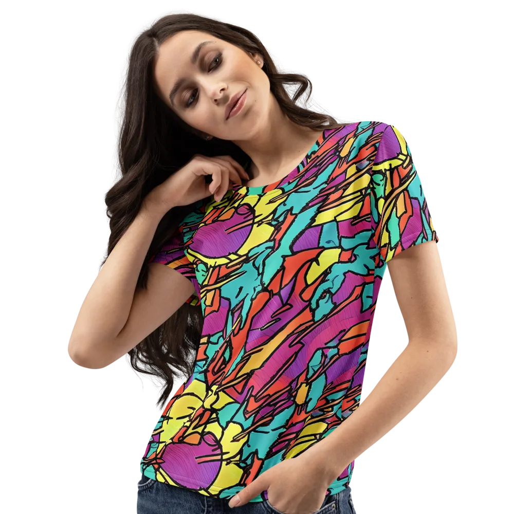 Kaleidoscope Crash on Women's Crew Neck T-Shirt — Left Front