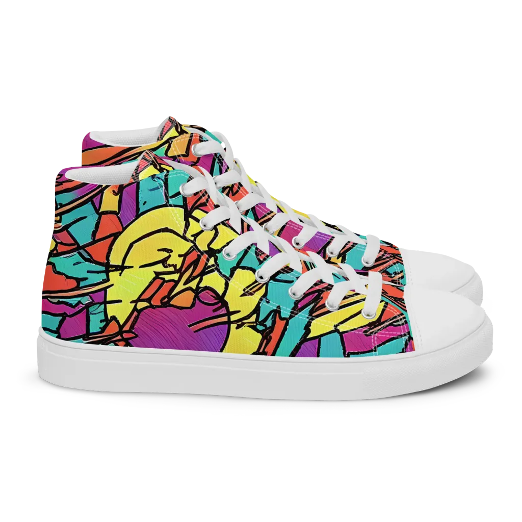 Kaleidoscope Crash on Women's High Top Canvas Shoes — Right