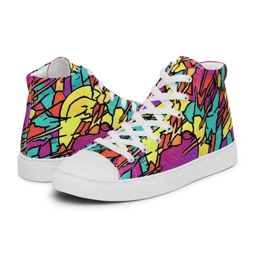 Kaleidoscope Crash on a Women's High Top Canvas Shoes