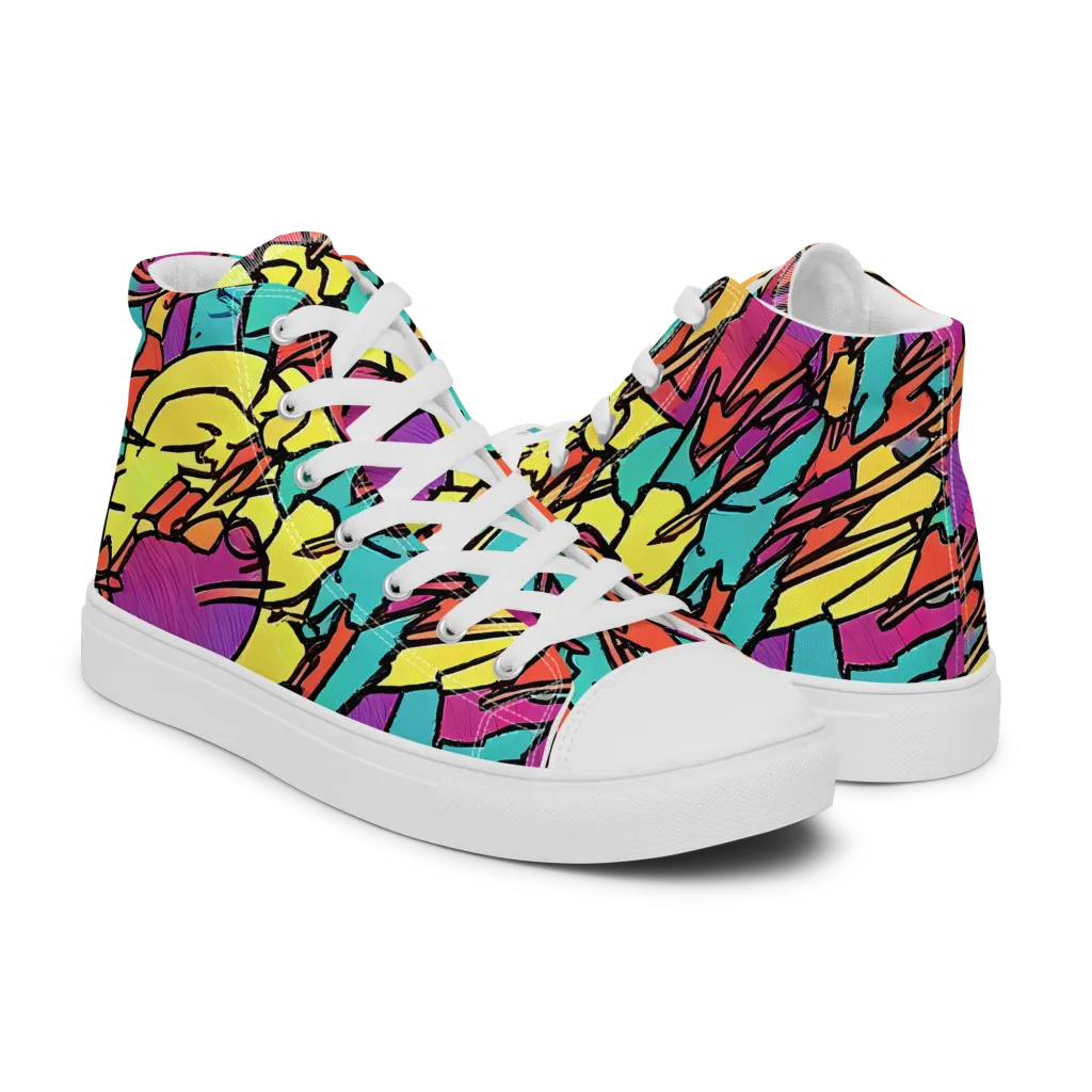 Kaleidoscope Crash on Women's High Top Canvas Shoes — Right