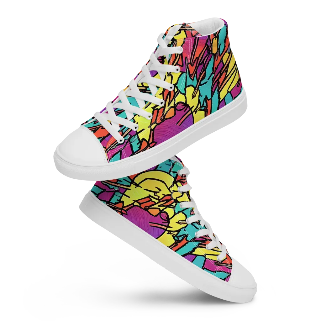 Kaleidoscope Crash on Women's High Top Canvas Shoes — Front