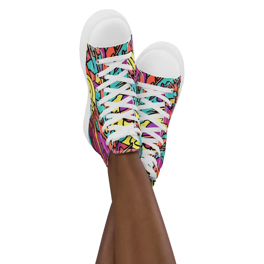 Kaleidoscope Crash on Women's High Top Canvas Shoes — Front