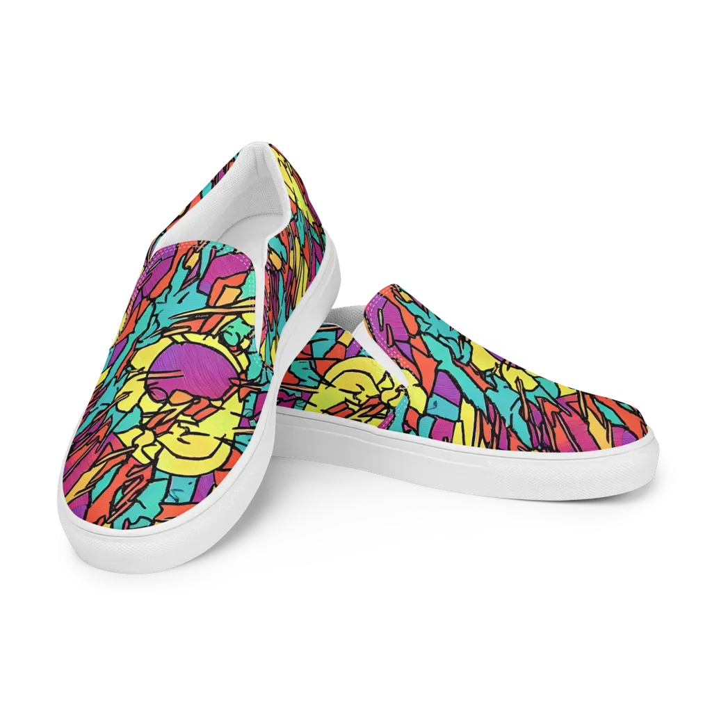 Kaleidoscope Crash on Men's Slip-On Canvas Shoes — Left Front