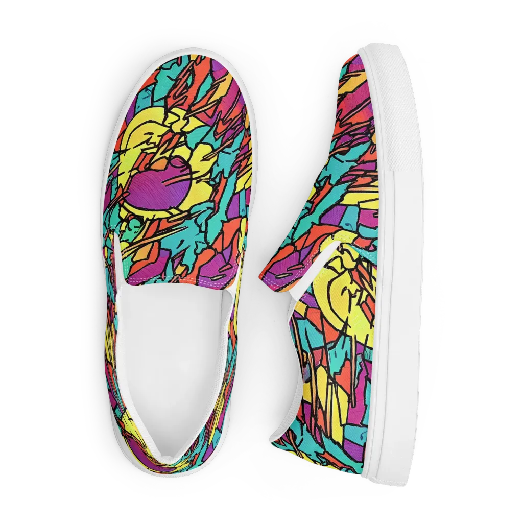 Kaleidoscope Crash on Men's Slip-On Canvas Shoes — Front