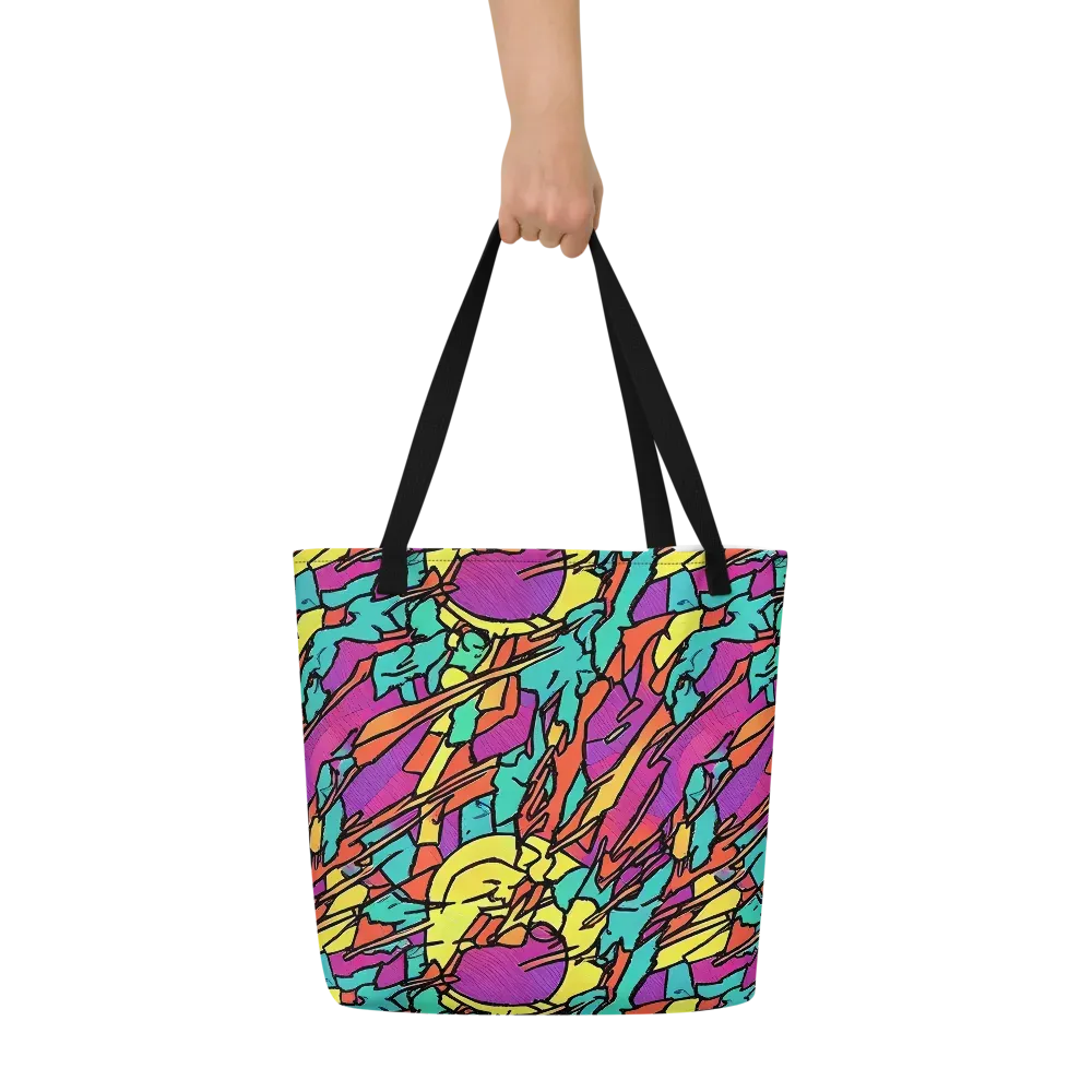 Kaleidoscope Crash on Large Tote Bag W/ Pocket — Front