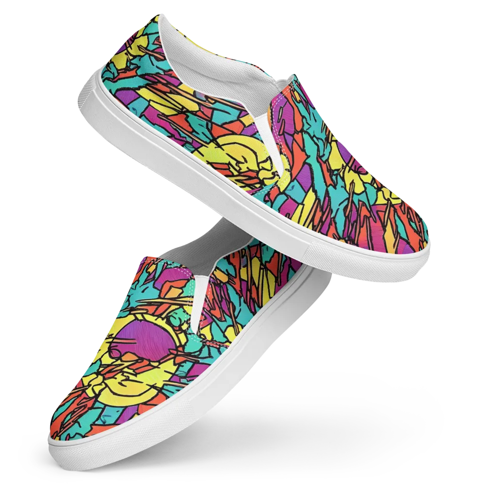 Kaleidoscope Crash on Women's Slip-On Canvas Shoes — Front