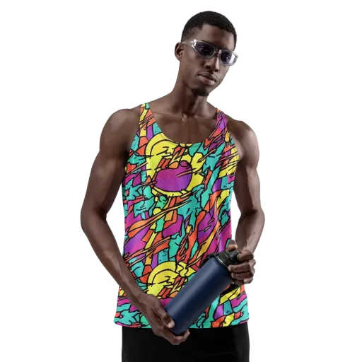 Kaleidoscope Crash on a Men's Tank Top