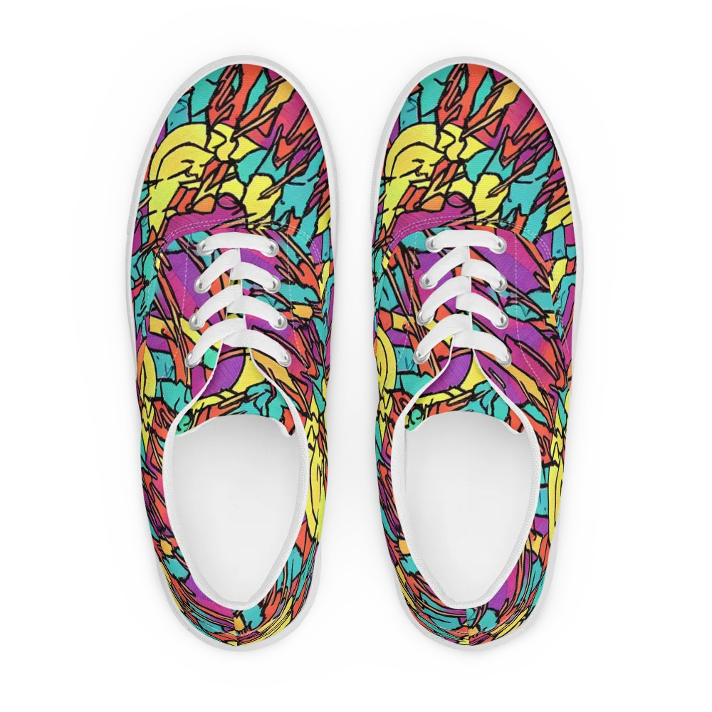 Kaleidoscope Crash on Men's Lace-Up Canvas Shoes — Front