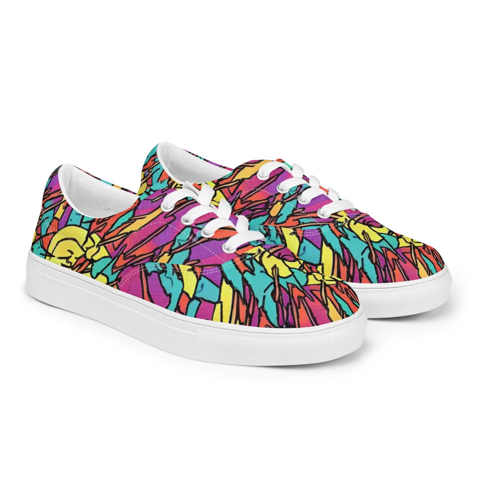 Kaleidoscope Crash on Men's Lace-Up Canvas Shoes — Right Front