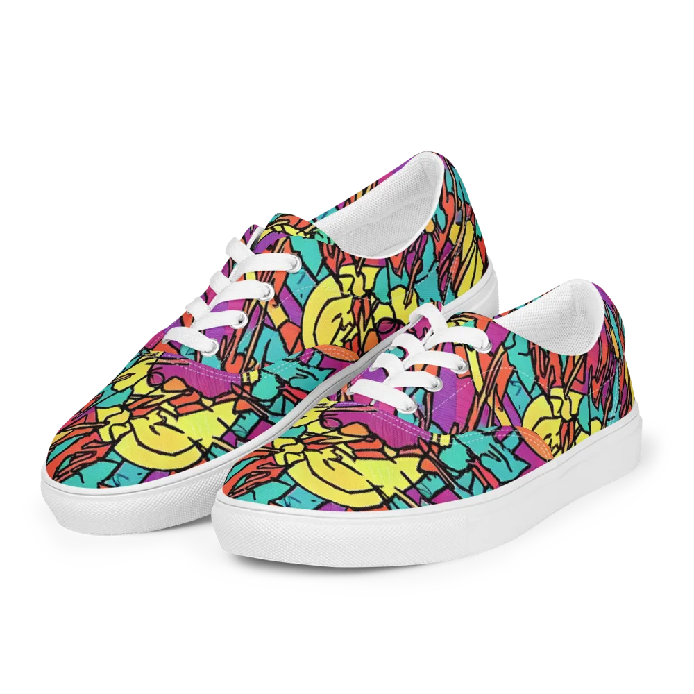 Kaleidoscope Crash on Men's Lace-Up Canvas Shoes — Left Front