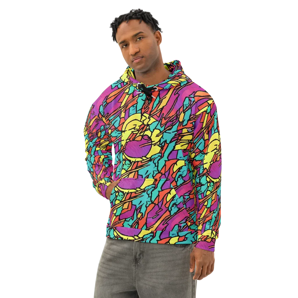 Kaleidoscope Crash on Cotton Hoodie — Left Front