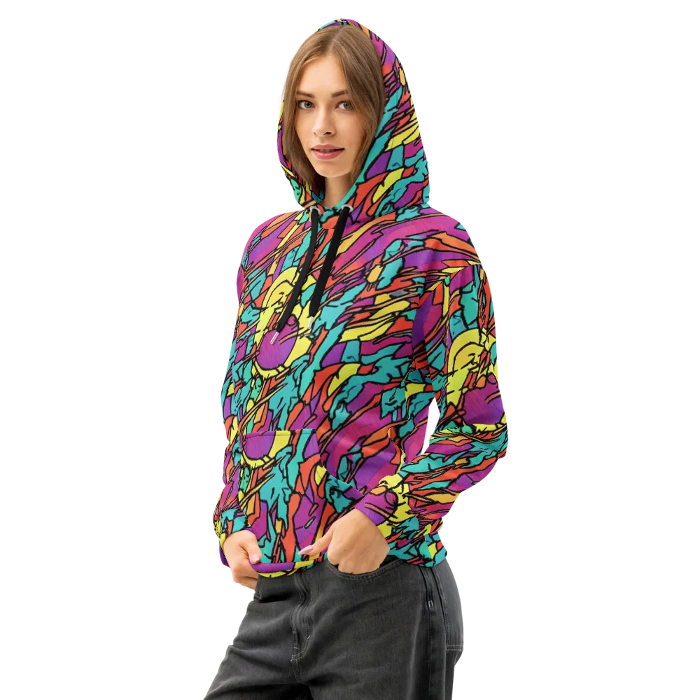 Kaleidoscope Crash on Cotton Hoodie — Left Front