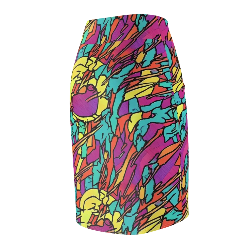Kaleidoscope Crash on Pencil Skirt — Back Side