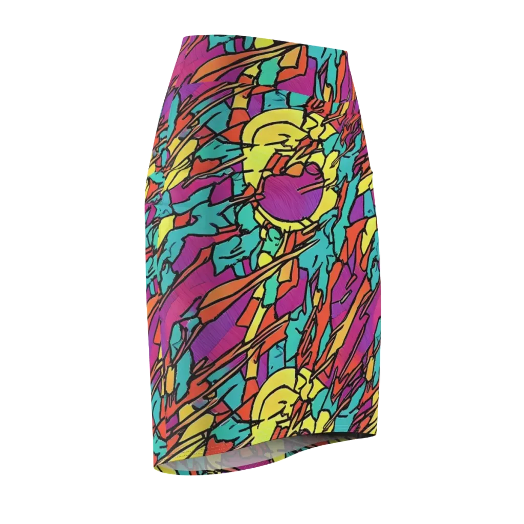 Kaleidoscope Crash on Pencil Skirt — Front Side