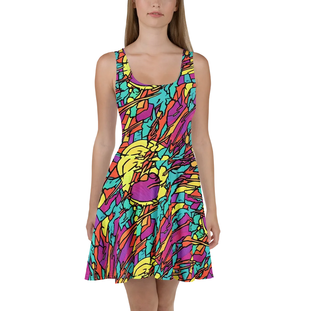Kaleidoscope Crash on Skater Dress — Front