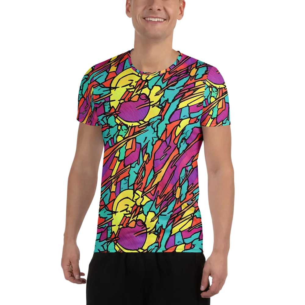 Kaleidoscope Crash on Men's Athletic T-Shirt — Front