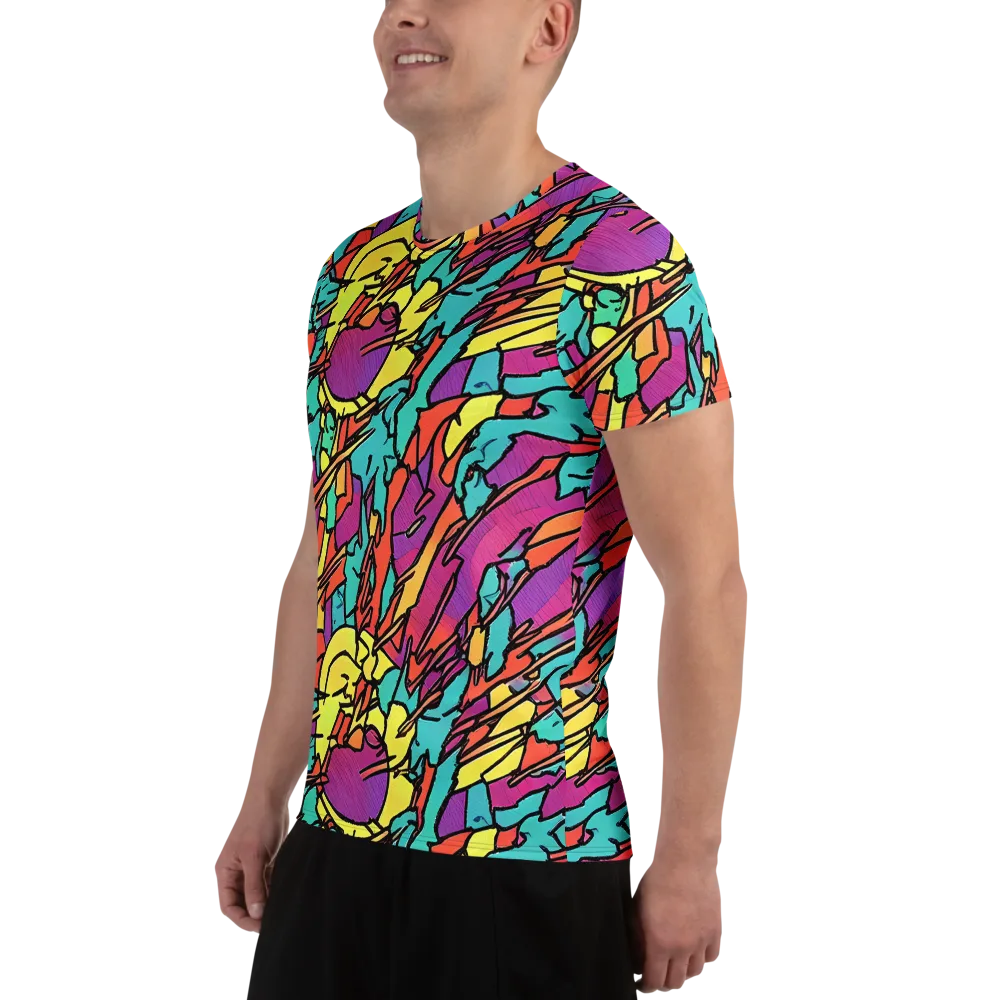 Kaleidoscope Crash on Men's Athletic T-Shirt — Left