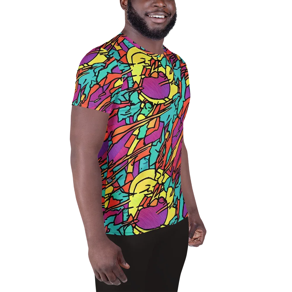 Kaleidoscope Crash on Men's Athletic T-Shirt — Right