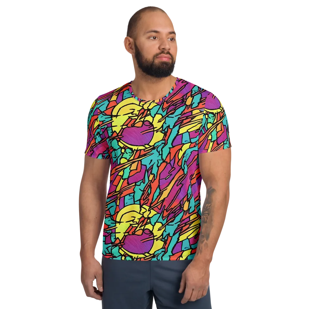 Kaleidoscope Crash on Men's Athletic T-Shirt — Front