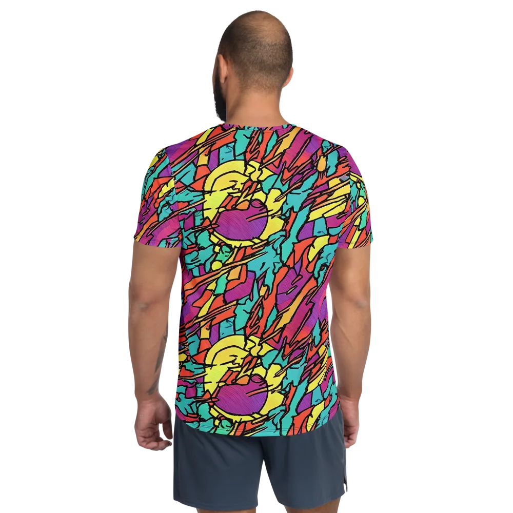Kaleidoscope Crash on Men's Athletic T-Shirt — Back