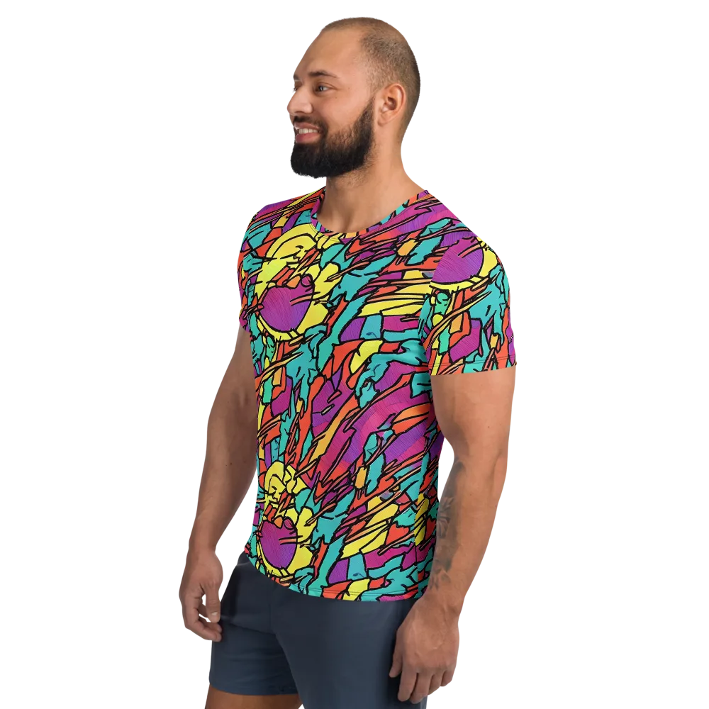 Kaleidoscope Crash on Men's Athletic T-Shirt — Left