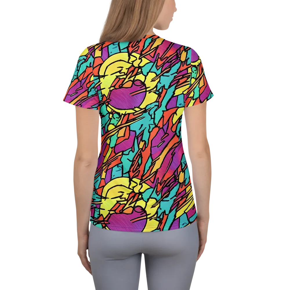 Kaleidoscope Crash on Women's Athletic T-Shirt — Back