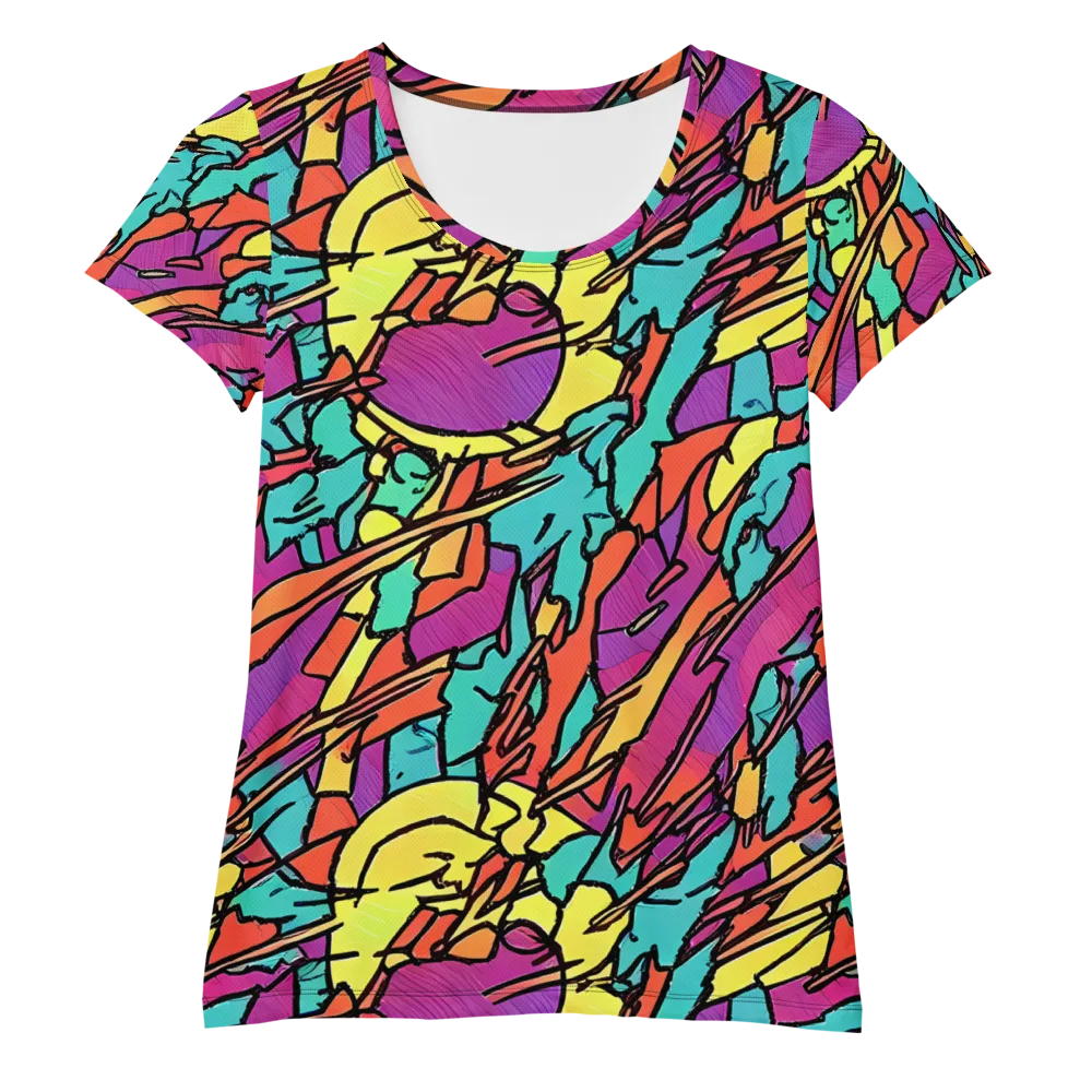Kaleidoscope Crash on Women's Athletic T-Shirt — Front