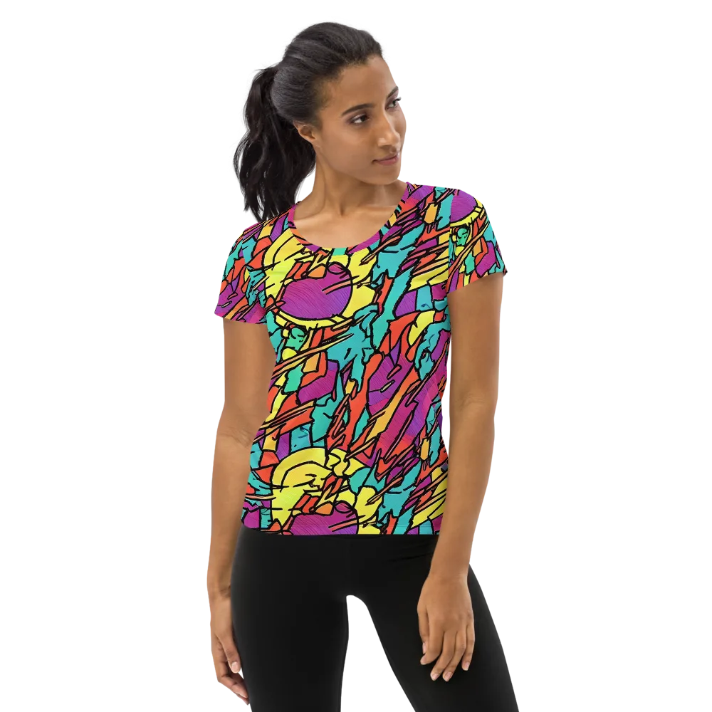 Kaleidoscope Crash on Women's Athletic T-Shirt — Front