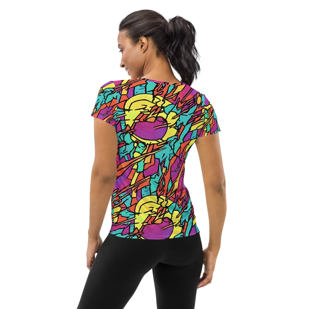 Kaleidoscope Crash on Women's Athletic T-Shirt — Back