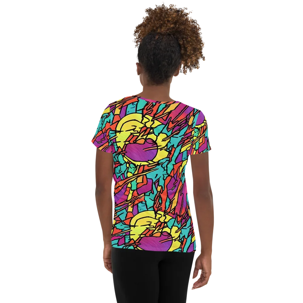 Kaleidoscope Crash on Women's Athletic T-Shirt — Back