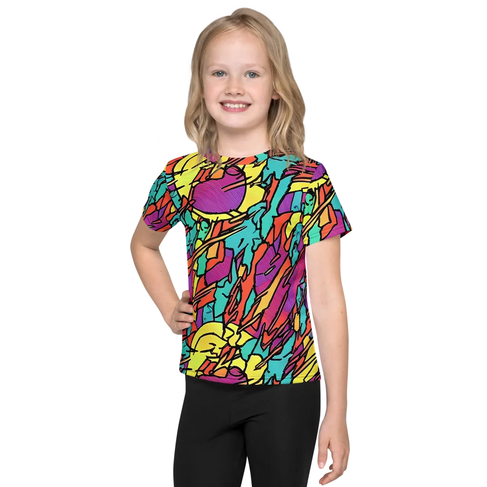 Kaleidoscope Crash on Kids Crew Neck T-Shirt — Front