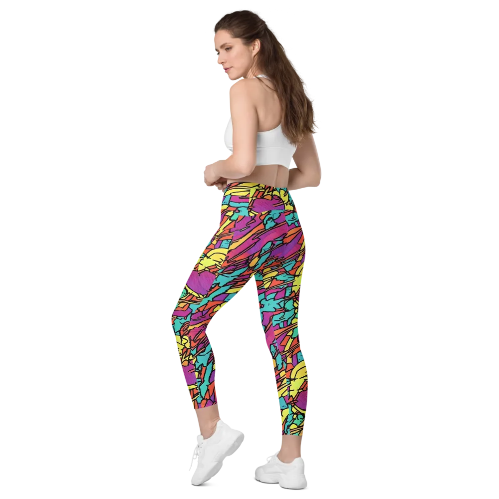 Kaleidoscope Crash on Leggings with Pockets — Left Back