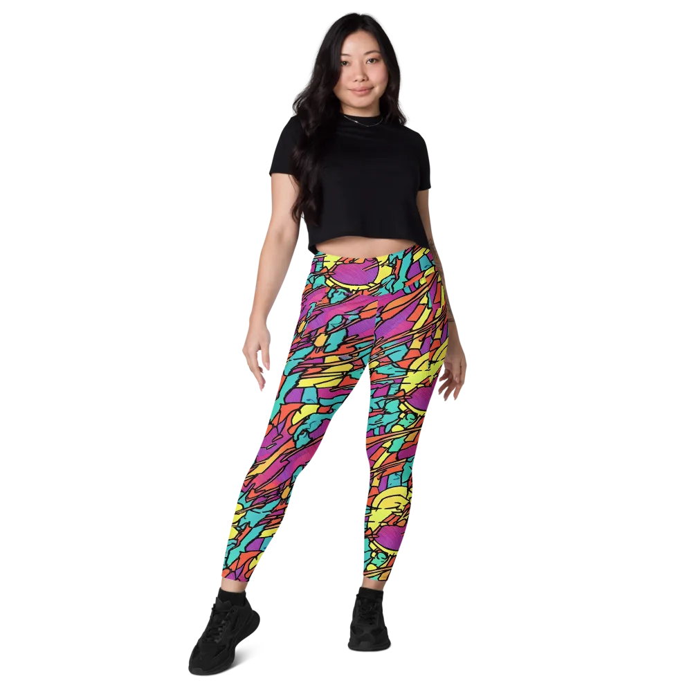 Kaleidoscope Crash on Leggings with Pockets — Front